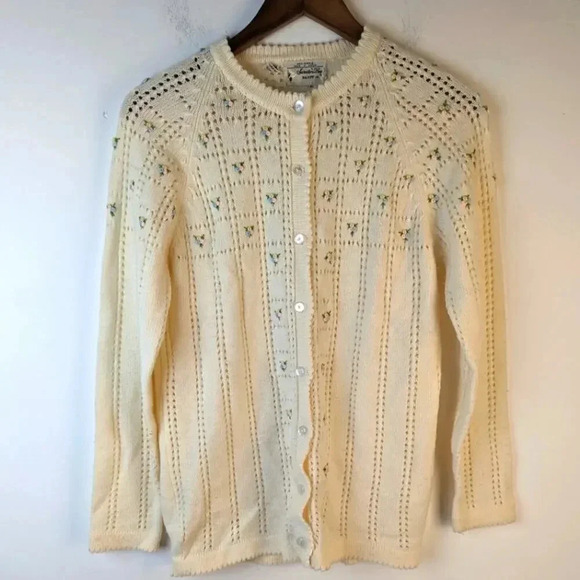 Vintage 70's Banff Sweater Bee Cardigan - Picture 1 of 6
